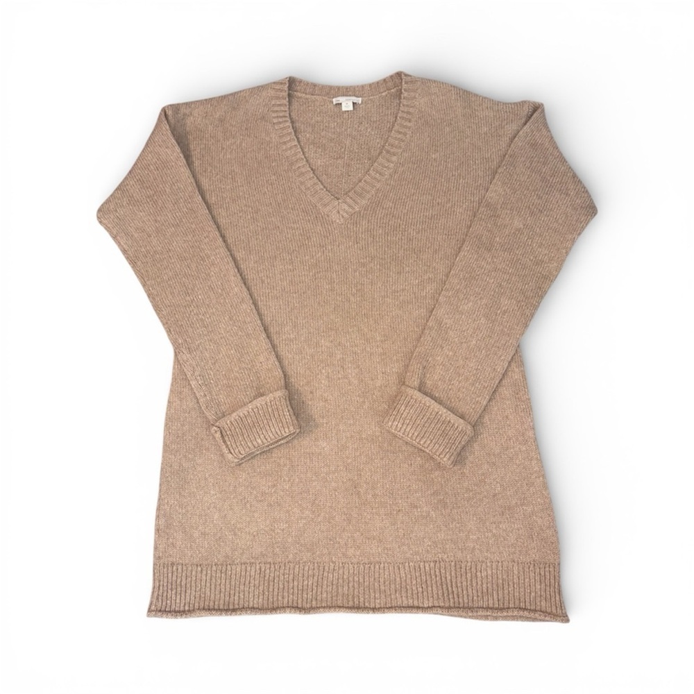 GAP Wool Nylon Blend V-Neck Sweater Beige Medium